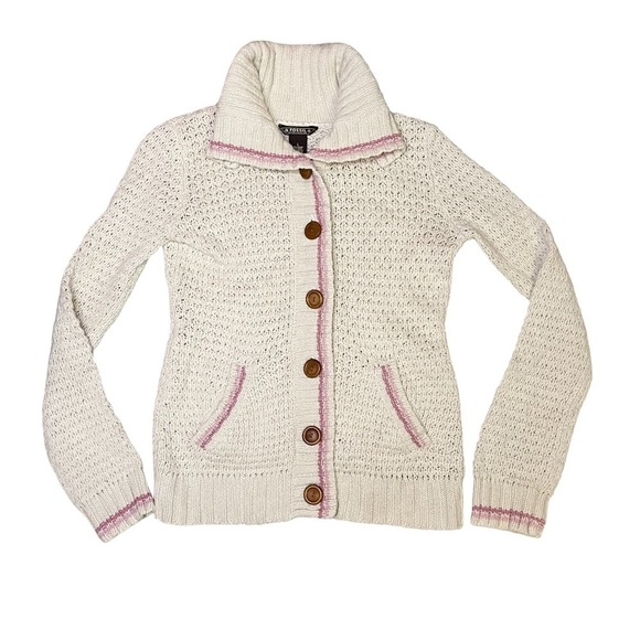 Vintage Fossil Cream Knitted Button Up Cardigan Sweater - Picture 1 of 6